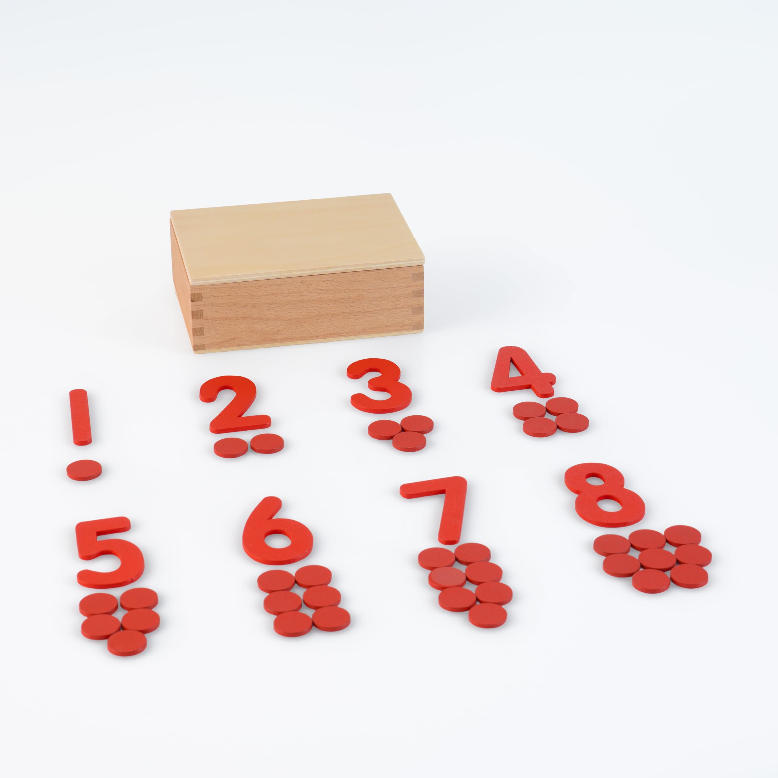 Montessori materiały matematyczne – drewniana zabawka edukacyjna do liczb i liczb, przedszkola i szkoły podstawowej, szkoły domowej i klasy od 3 lat (Montessori wytłoczone cyfry i żetony)