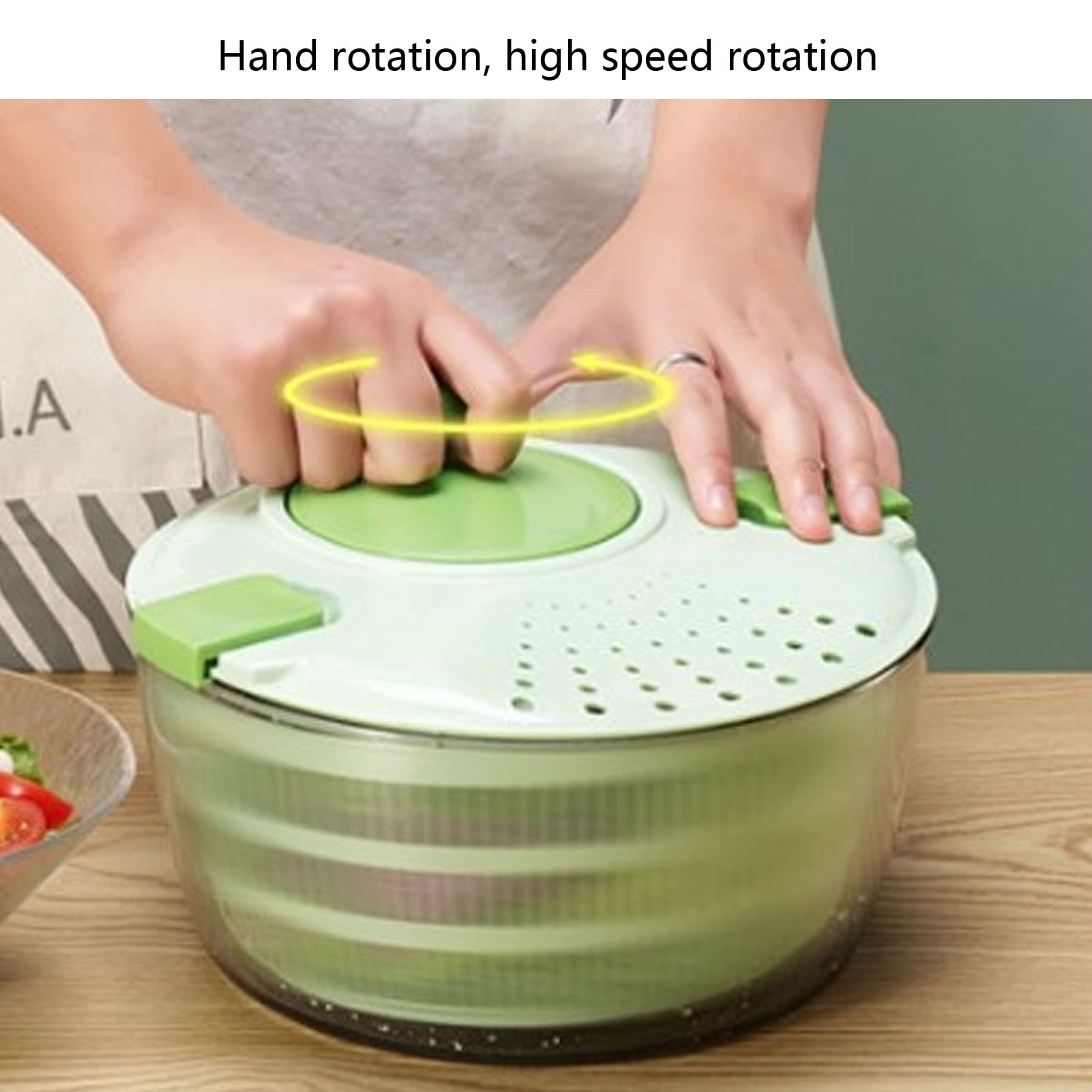 Salad Spinner, Efficient Lettuce Spinner Quick Spin Dry Vegetables Fruit and Vegetable Washer for Kitchen (Green)