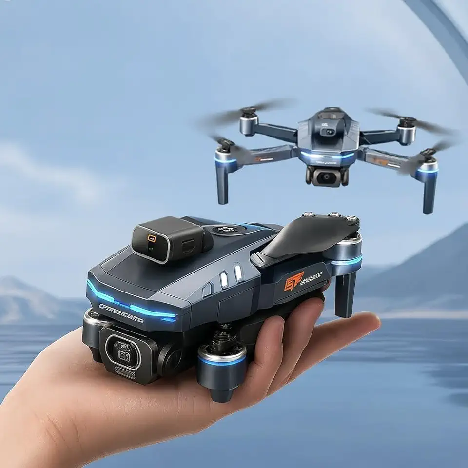 Drone Y3 Ultra Dobrável Com Câmera HD, Motores Brushless, Sensor de Obstáculos, Controle LCD, 3 Baterias, Estabilidade Óptica e Luzes LED, Fotos e videos aereos.