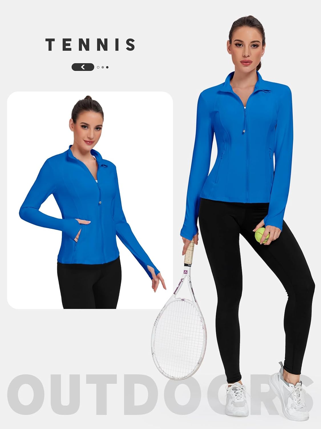 VUTRU Women's Lightweight Running Jackets Full Zip Workout Jacket Slim Fit Yoga Athletic Tops With Pockets - Image 6