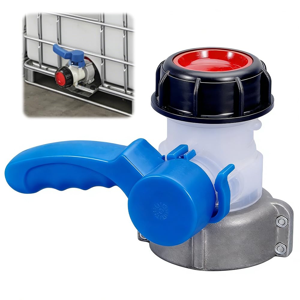 IBC Adattatore Valvola a Sfera, Adattatore Universale per Serbatoio Dell'acqua 1000L, DN50 75 mm, Valvola di Scarico in Lega di Alluminio, Accessorio Serbatoio IBC