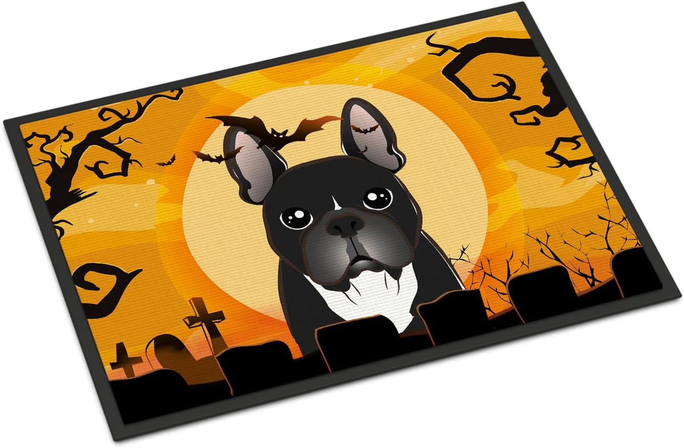 Caroline's Treasures BB1785JMAT Halloween French Bulldog Doormat 24x36 Front Door Mat Indoor Outdoor Rugs for Entryway, Non Slip Washable Low Pile, 24H X 36W