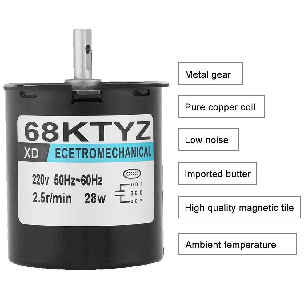 Rosvola Moteur Synchrone, 68KTYZ AC220V 28W Aimant Permanent De Vitesse Moteur Synchrone Cwccw 25 Rmin 84186572