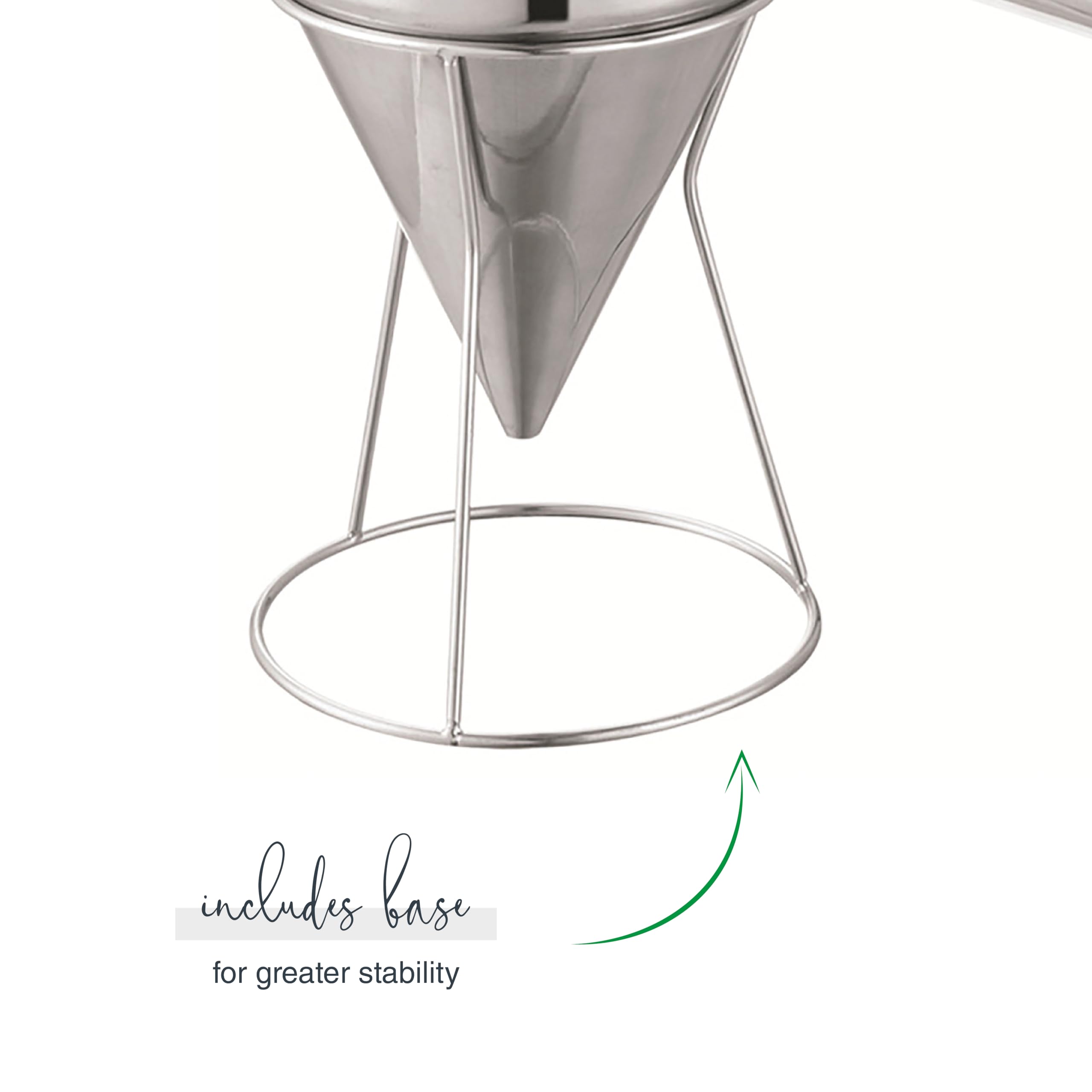 Lacor - 67151 - Dosiertrichter, ideal zum Befüllen oder Dekorieren, Edelstahl 18/10, ergonomischer Griff, 8 mm Auslaufdüse, 1.25 Liter Fassungsvermögen, spülmaschinenfest, inklusive Ständer