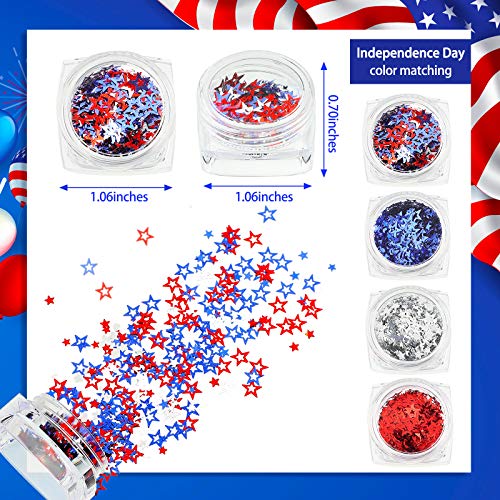12 Boxes Independence Day Star Glitters Holographic Nail Art Decals Red Blue Silver Mixed Star And Hollow Star Shaped Nail Sequins 4Th Of July Nail Decals For Diy Nail Art Eye Face Body Decor Crafts #TOP1