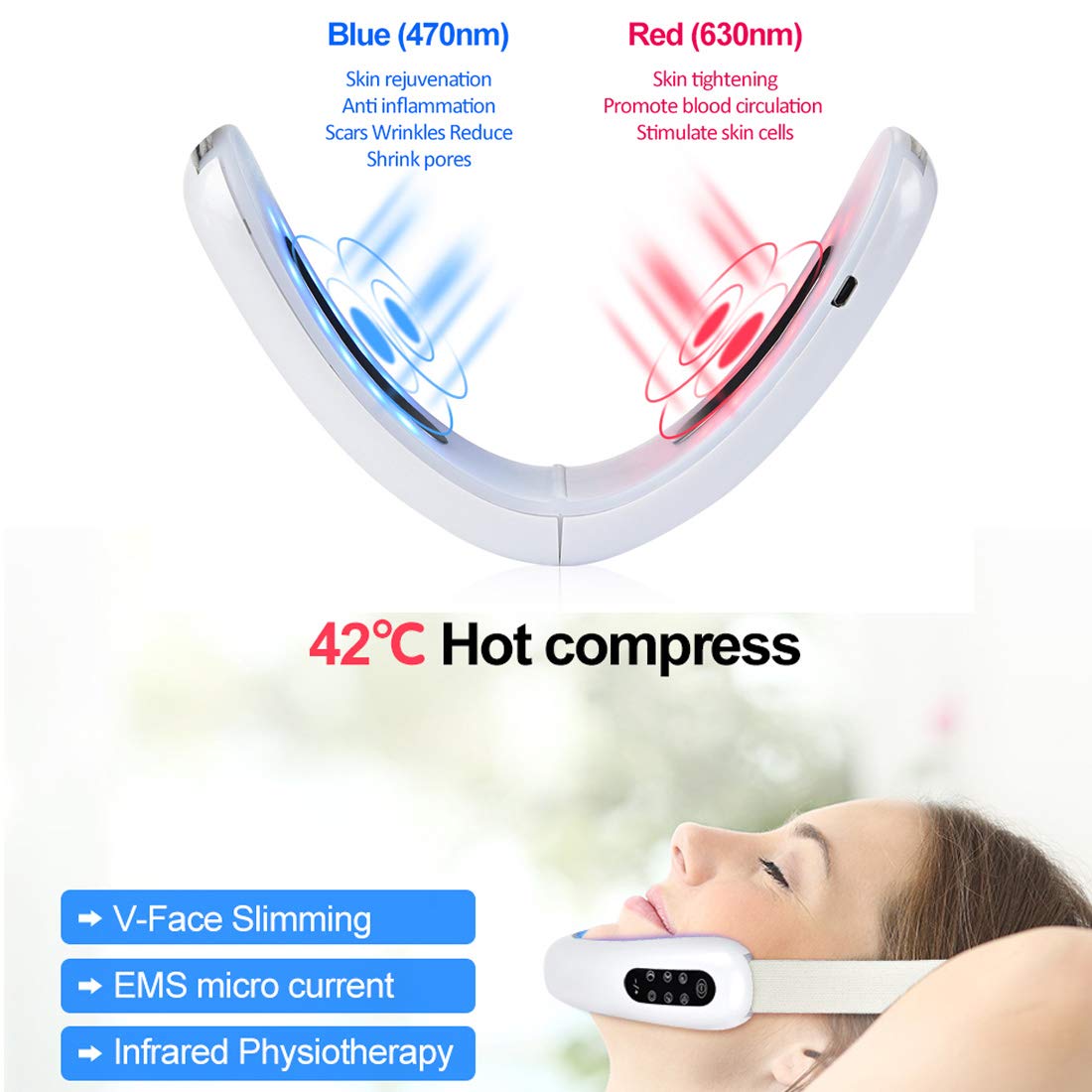2 in 1 Face Lifter Pro Machine, V Line Double Chin Reducer Machine for Chin Tightening And Lifting, Micro Current Face Lifting Machine, V Face Jaw Exerciser For Women Double Chin Reducer : Beauty & Personal Care