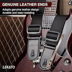 LEKATO 3,3 « large sangle de guitare avec bandoulière rembourrée en éponge épaisse sangle acoustique électrique longueur réglable de 42″ à 58 » - Les Beatles, Paul McCartney, John Lennon, RIngo Starr, George Harrison LEKATO 3,3 "large sangle de guitare avec bandoulière rembourrée en éponge épaisse sangle acoustique électrique longueur réglable de 42" à 58" – Image 2