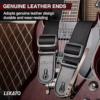 LEKATO 3,3 « large sangle de guitare avec bandoulière rembourrée en éponge épaisse sangle acoustique électrique longueur réglable de 42″ à 58 » - Les Beatles, Paul McCartney, John Lennon, RIngo Starr, George Harrison LEKATO 3,3 "large sangle de guitare avec bandoulière rembourrée en éponge épaisse sangle acoustique électrique longueur réglable de 42" à 58" – Image 2