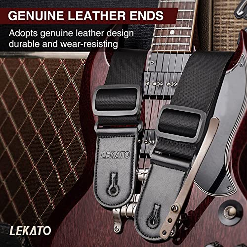 LEKATO 3,3 « large sangle de guitare avec bandoulière rembourrée en éponge épaisse sangle acoustique électrique longueur réglable de 42″ à 58 » - Les Beatles, Paul McCartney, John Lennon, RIngo Starr, George Harrison LEKATO 3,3 "large sangle de guitare avec bandoulière rembourrée en éponge épaisse sangle acoustique électrique longueur réglable de 42" à 58" – Image 3