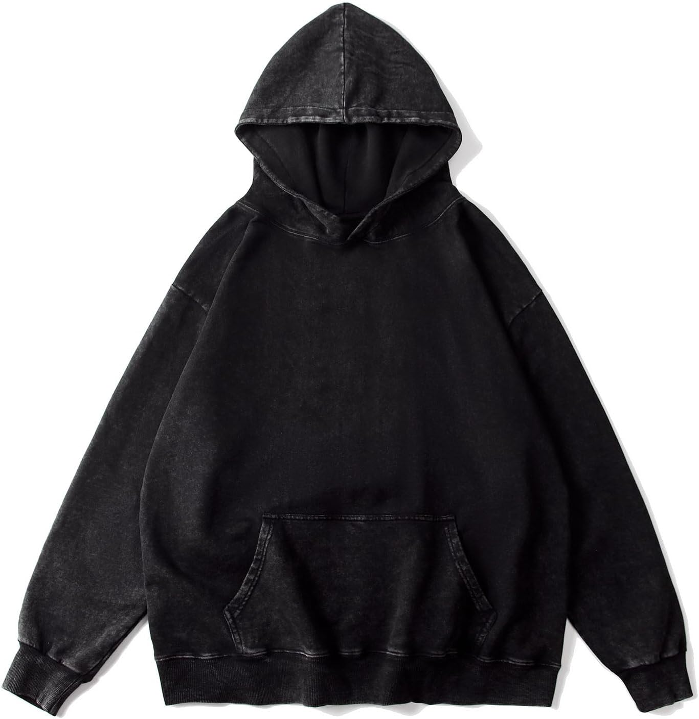 Oversized Acid Wash Vintage Hoodie Men Cotton Heavyweight Baggy Trendy Streetwear Hooded Sweatshirt Basic Pullover - Image 5