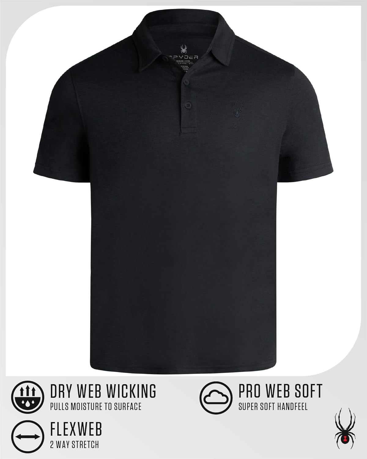 Spyder Mens Golf Polo Shirt - Moisture Wicking Soft Short Mens Polo Shirts Short Sleeve Athletic Fit Collared Golf Shirts - Image 6