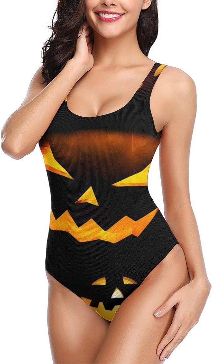 ames Halloween Calabazas Women's Bikini Beach Suit OnePiece Swimsuit