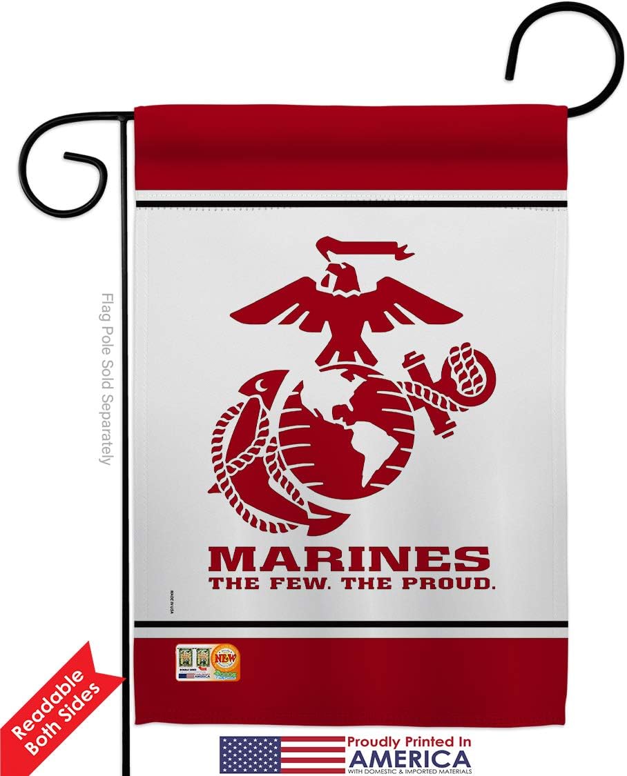 US Marine Corps Garden Flag - 2pcs Pack Armed Forces USMC Semper Fi United State American Military Veteran Retire Official - House Banner Small Yard Gift Double-Sided Made In USA 13 X 18.5