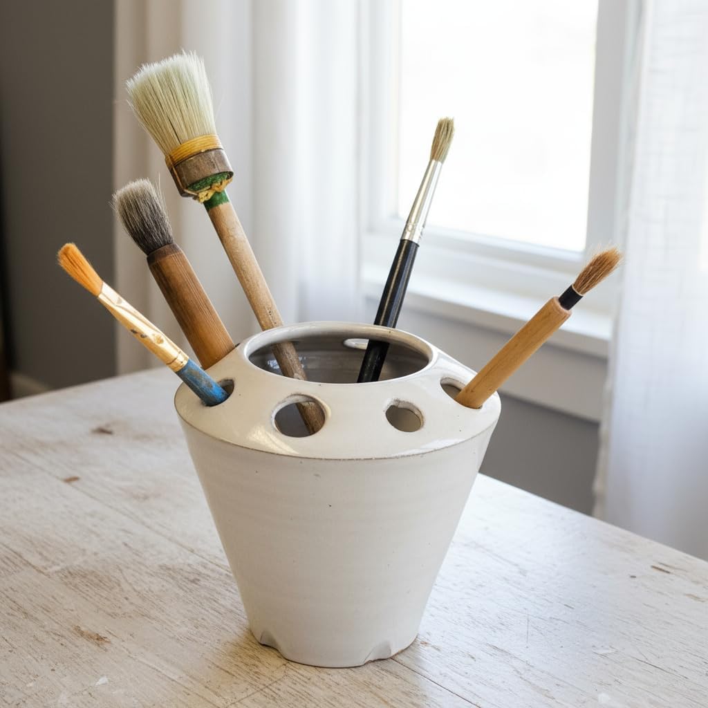 Crafters Companion Cup Tool Caddy Holder Paint Brush Knitting Needle Jar Holes Storage Décor Studio Blue
