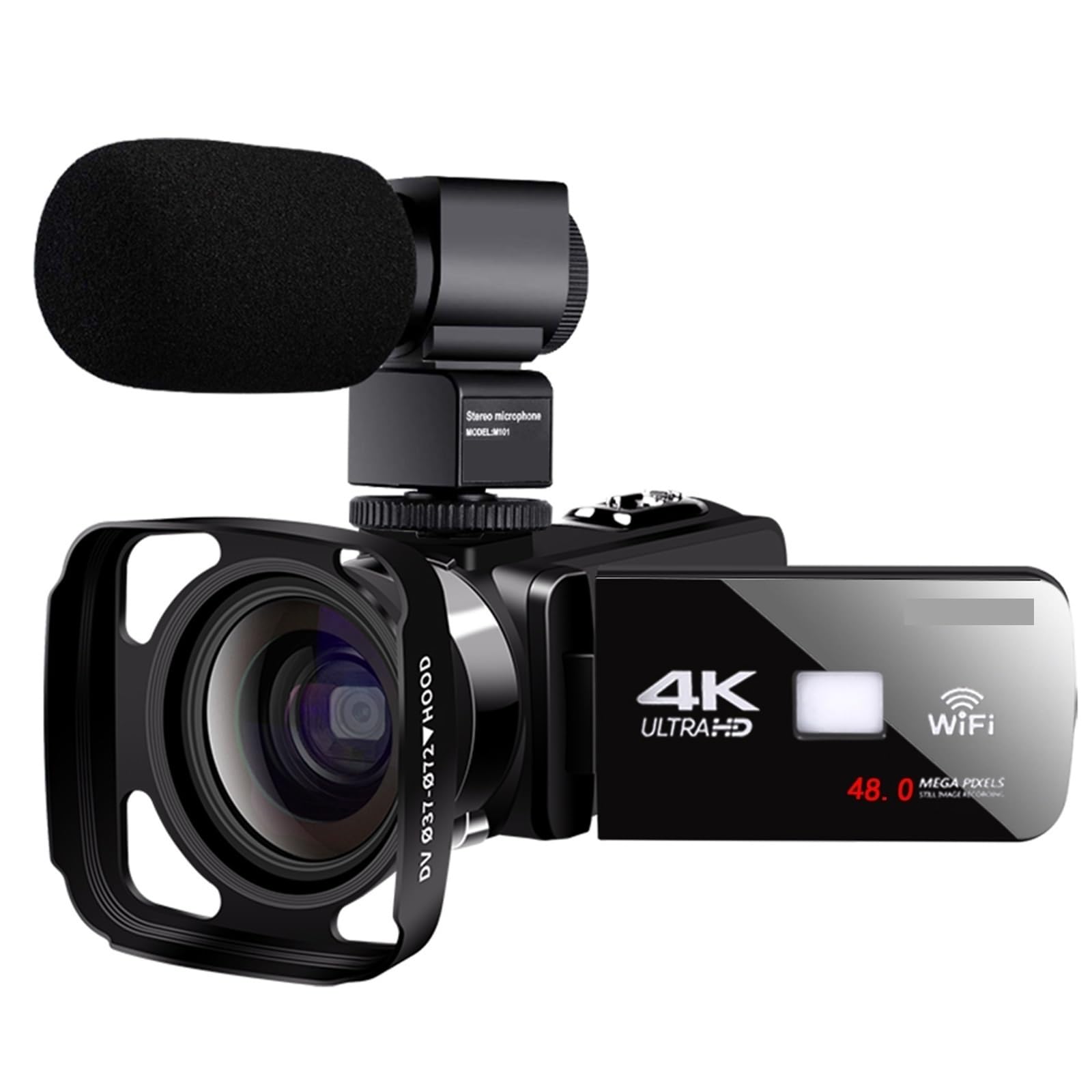DELURA 18X Zoom 4K UHD Camcorder Live Streaming WiFi Webcam Videocamere for La Fotografia Visione Notturna IR All'aperto Telecamera HD (Size : No SD Card)