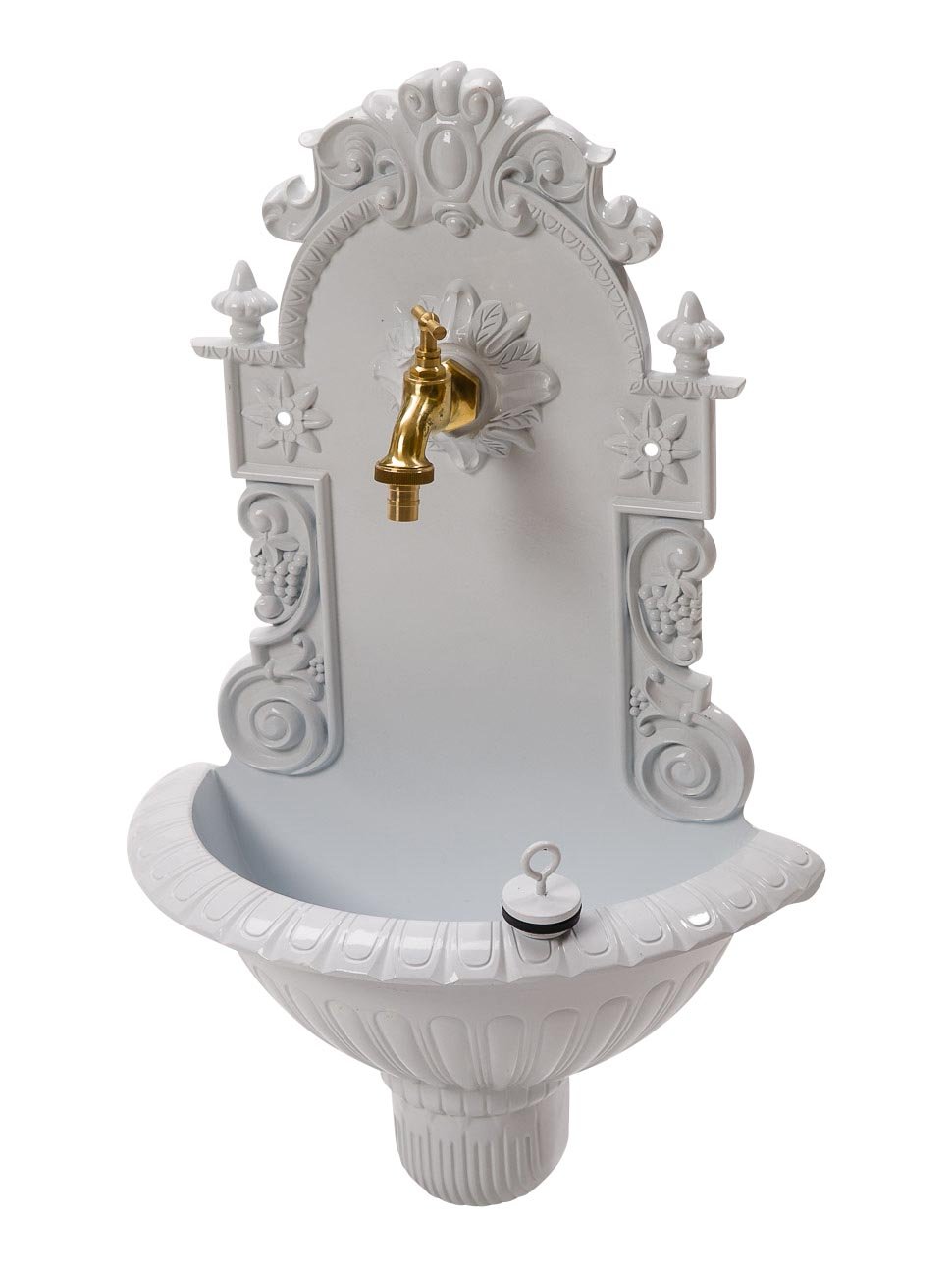 aubaho Waschbecken Wein Wandbrunnen Garten Aluminium Becken Brunnen antik Stil Weiss