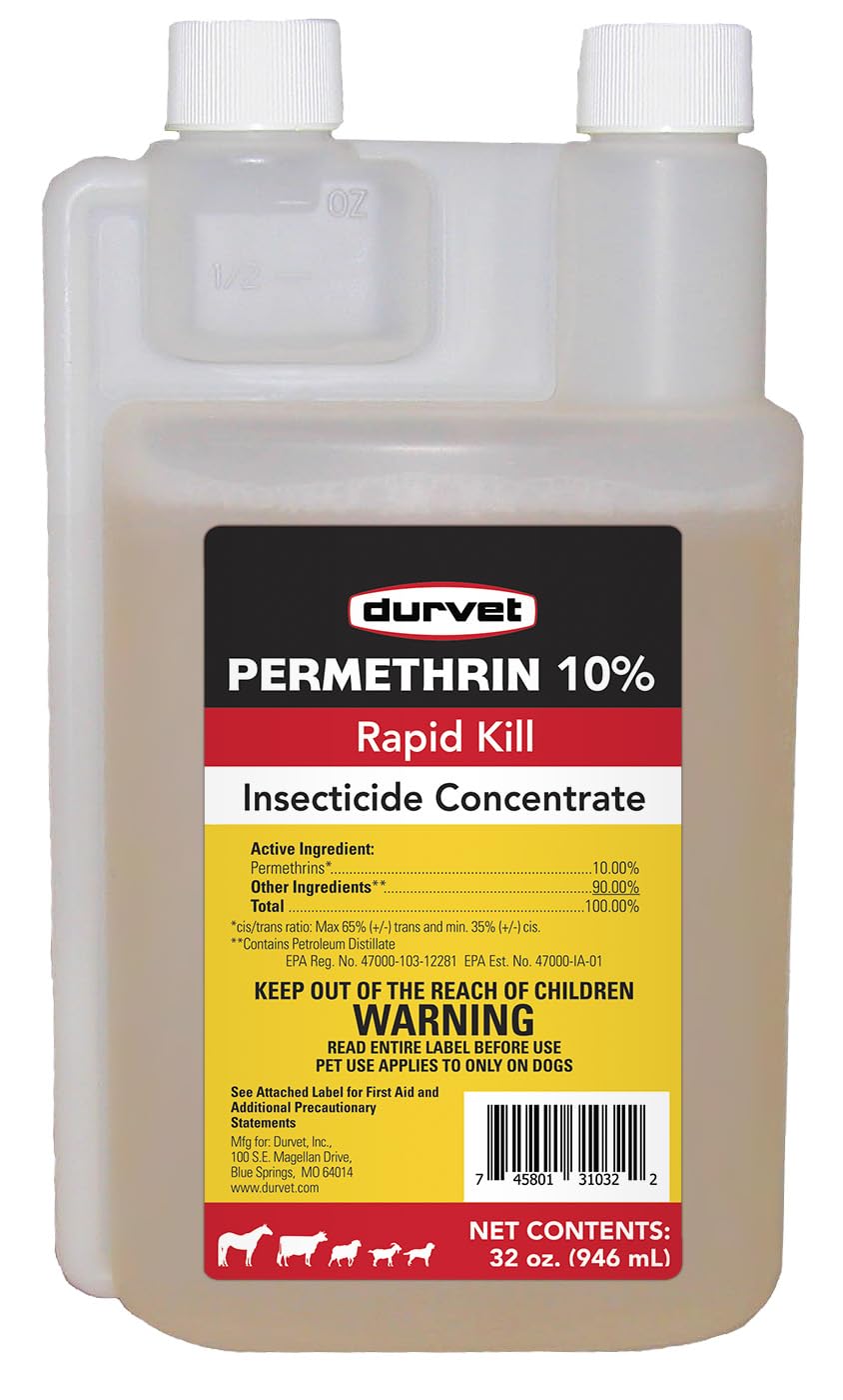 DURVET 2253432 Permethrin - EC 10 Percent - Concentrate - 32 Ounces