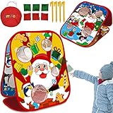 Christmas Party Games for Kids Adults Bean Bags Toss Game Double Side Collapsible Cornhole 8 Score Holes Christmas Toys Party Favors Supplies Carnival Yard Indoor Outdoor (6 Bean Bags)