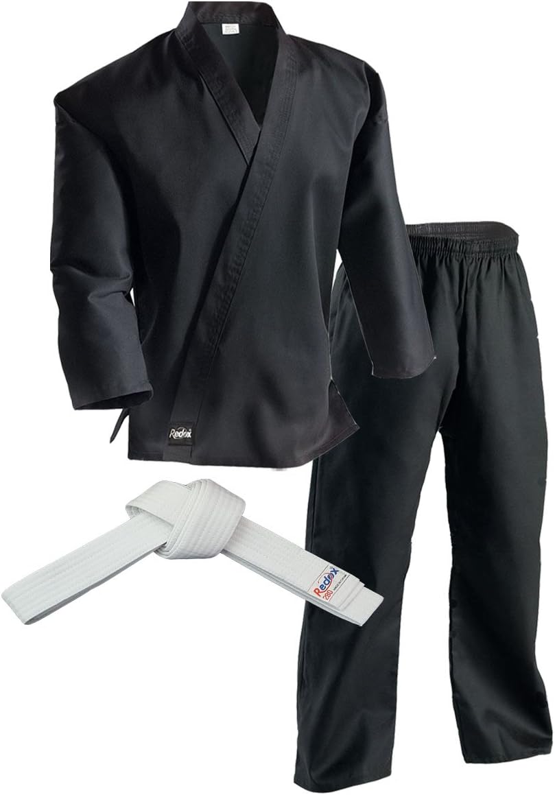 Karate gi, Karate Uniform for Kids & Adult, Martial Arts Uniform, Martial Arts Pants, Middleweight, Size 0000~7/Black (7/200)