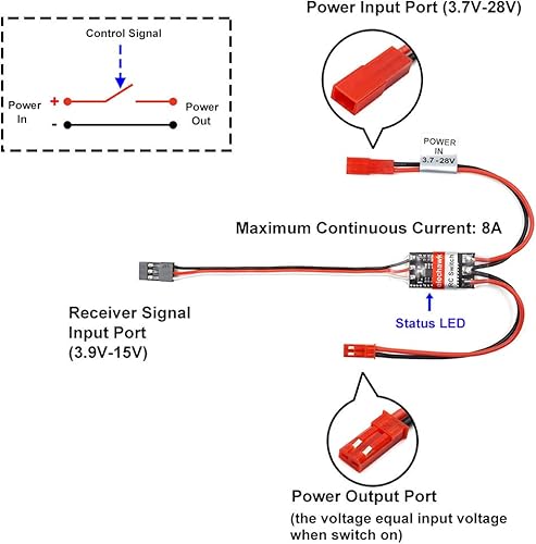 Miniatura 2 de Control remoto remoto AUX encendidoapagado interruptor electrónico relé para coche, camión, barco, luz LED Drone (8A)