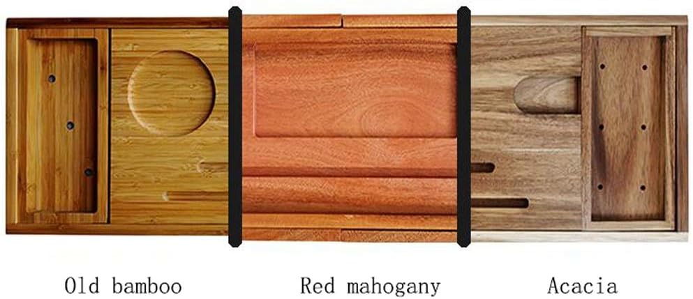 Tray Wood Bathtub Caddy Tray Non-Slip Bathtub Tray Rack with Tablet Holder Towel Tray Extending Sides Wine Glass Holder Rack Bathroom Rack Organizer (Color : Red Mahogany)