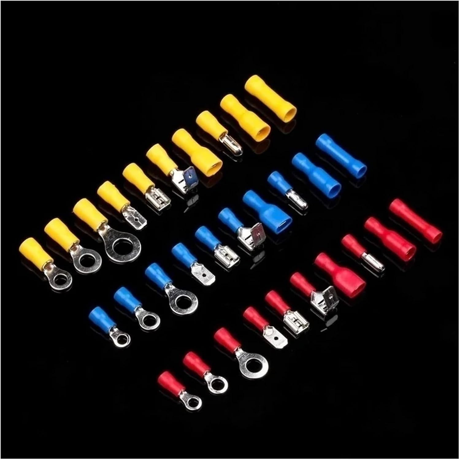 Box Insulated Male and Female Spade Terminals Cable Connectors Wire Crimp Butt Rings Forked Spade Lugs Roll Assorted Kits