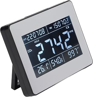 CO2 Monitor, Carbon Dioxide Sensor, CO2 Monitor Indoor Air Quality Detector, IP40 Adjustable Brightness Air Monitor with Touch Button 100‑240V