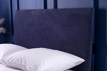 Belledorm Faux Suede Headboard Cover Wrap (Navy, Single) | Elastic Stretch Slip-On Dustproof Protector, Easy to Fit - instant refresh to your old headboard- 60cm Height