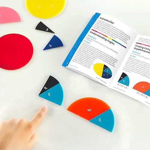 Miniatura 10 de hand2mind Círculos de ángulo de arco iris, manipuladores de geometría, enseñanza primaria de matemáticas, materiales de matemáticas Montessori,