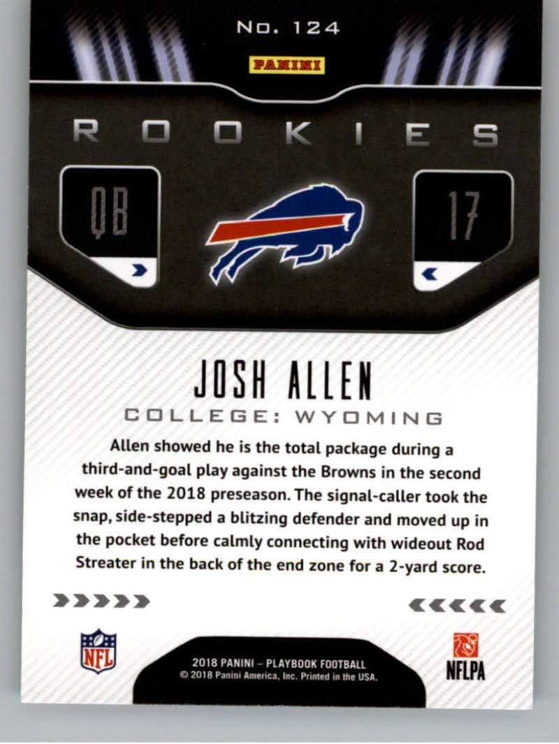 2018 Panini Playbook #124 Josh Allen Rookie RC Rookie Buffalo Bills NFL Football Trading Card