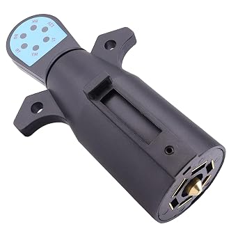 Trailer Light Tester, 7 Pin Trailer Plug Tester with LED Light, 7-Way Trailer Light Tester Circuit Connector Tester for Truck, Trailer, Rvs, 7 Way Trailer Plug Tester