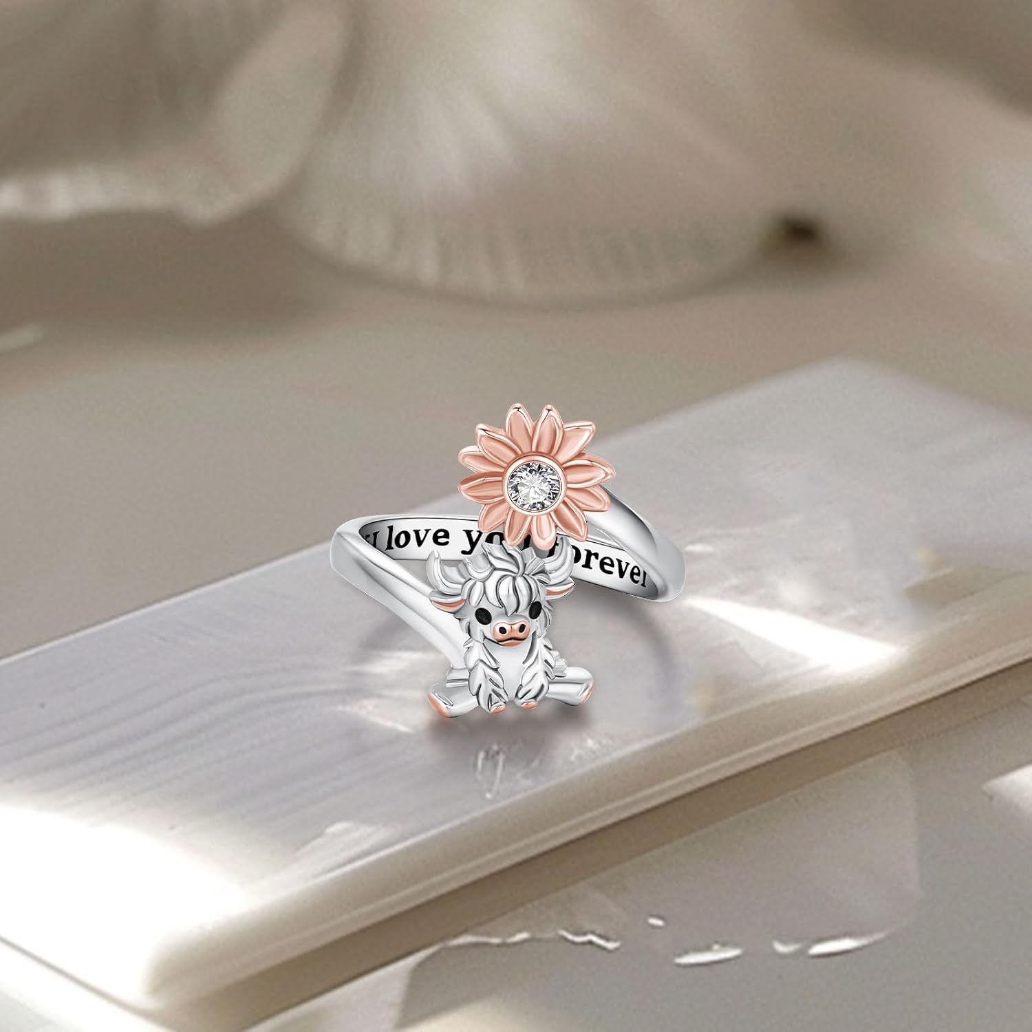 Highland Cow/Wolf/Snake/Clover/Dachshund Ring Jewelry Gifts for Women Men 925 Sterling Silver Viking Norse Vintage Adjustable Open Cute Animal Gothic Rings - Image 6