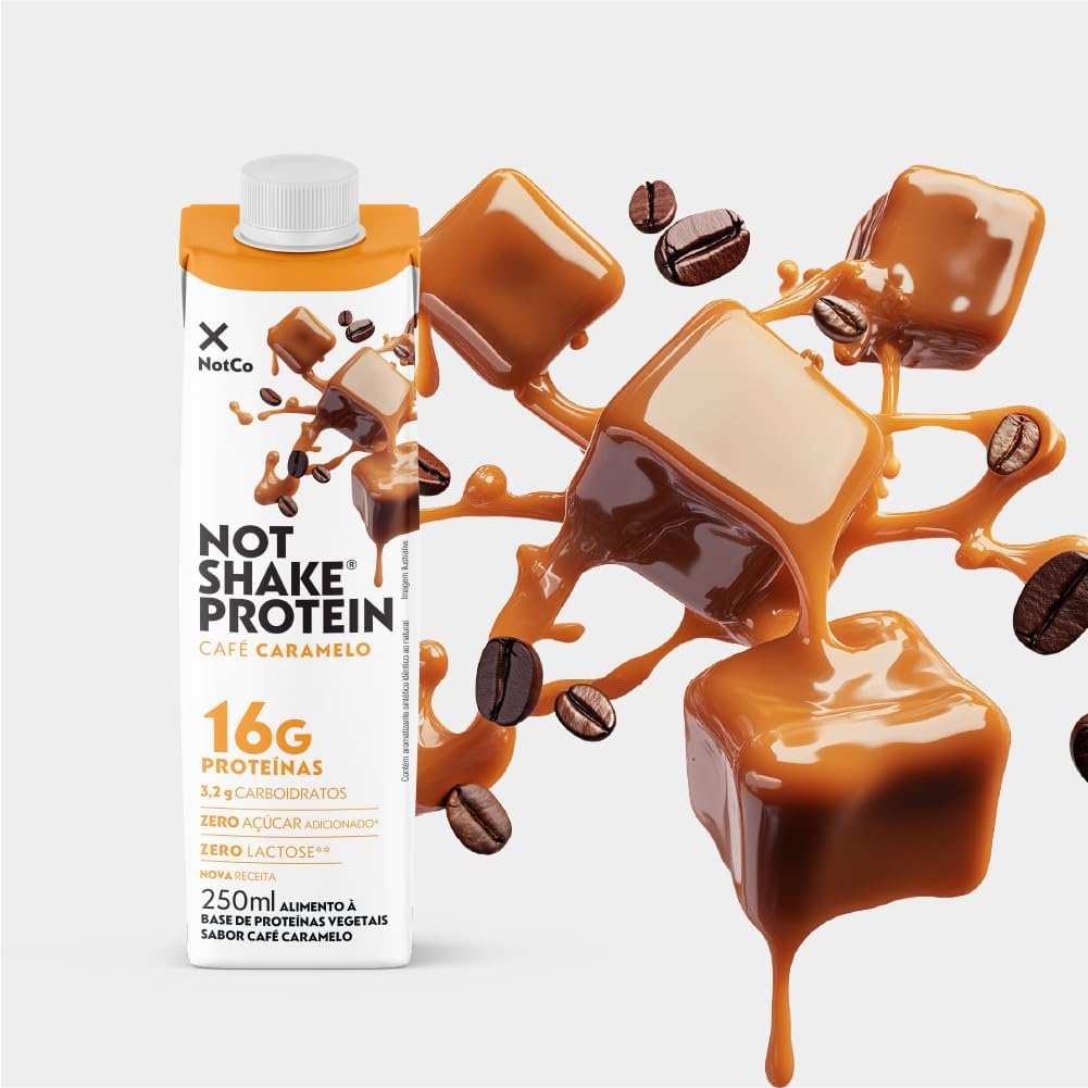 Bebida Proteica NotCo NotShake Protein Cafe Caramelo 6x250ml, 16g de Proteína, Ingredientes 100% Vegetais, Sabor Café, Low Carb, Sem Lactose, Sem Açúcar Adicionado, Baixo em Gorduras, Vegetariano. Bebida Proteica NotCo NotShake Protein Cafe Caramelo 6x250ml, 16g de Proteína, Ingredientes 100% Vegetais, Sabor Café, Low Carb, Sem Lactose, Sem Açúcar Adicionado, Baixo em Gorduras, Vegetariano.