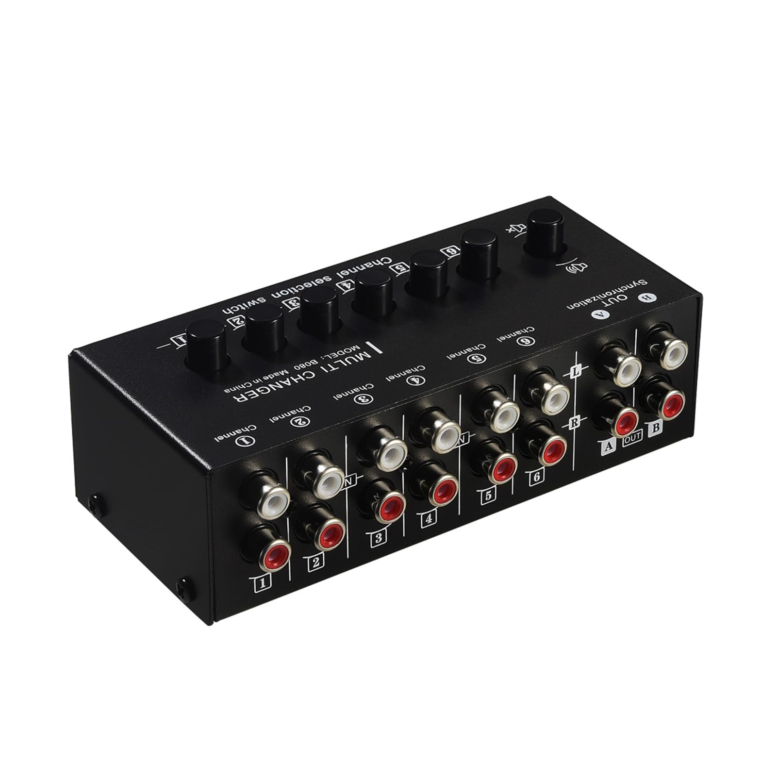 Bediffer Commutatore di Segnale Audio 6 in 2 Out con Prestazioni Affidabili e Commutazione Semplice per Home Theater e Configurazione Musicale Metallo Nero 5,4 X 2,4 X 1,6 Pollici