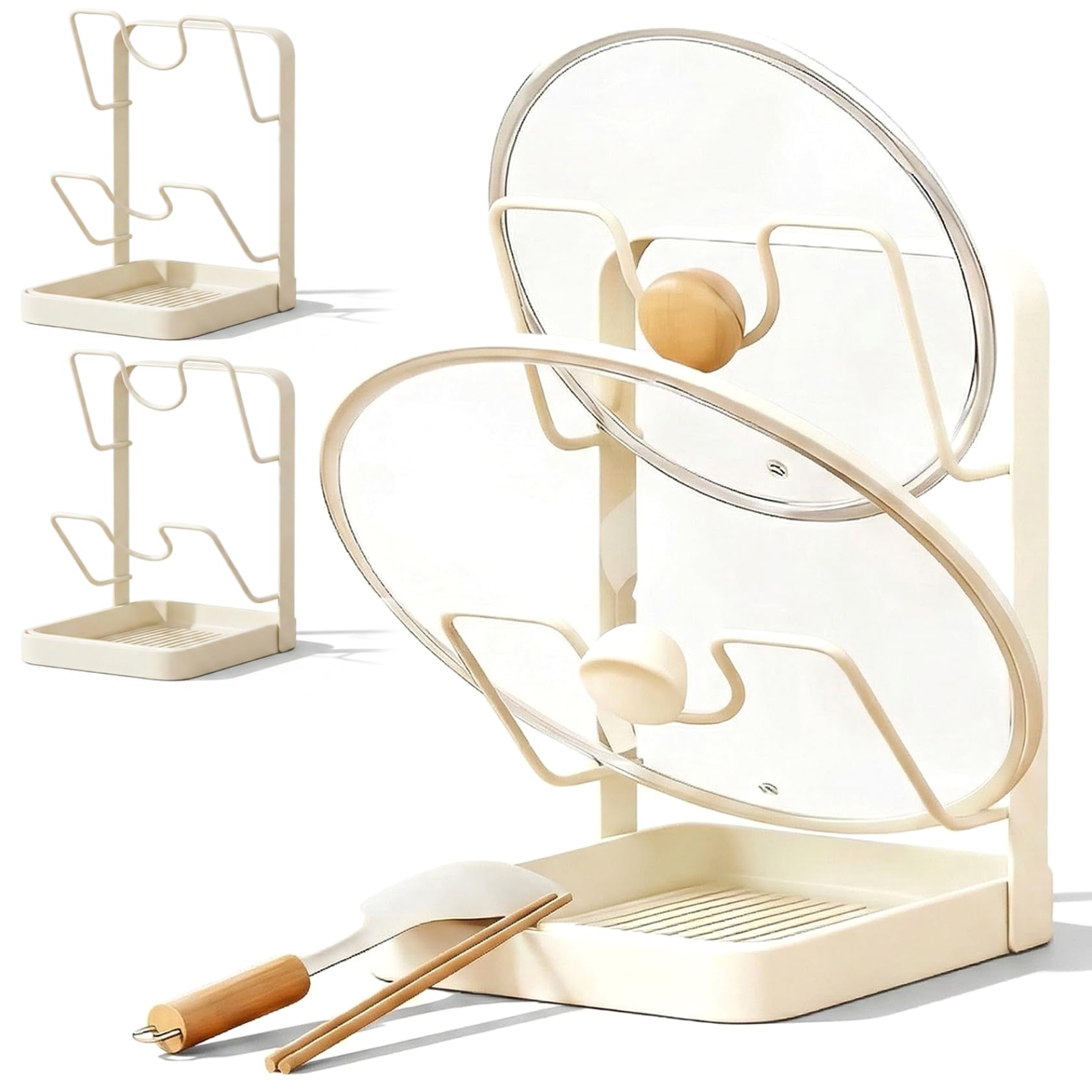 Support couvercle casserole double couche anti-gouttes pour louches et baguettes