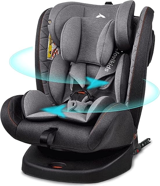 Jovikids Safety Baby Car Seat with Isofix and Top Tether, 360 Degree Swivel Child Car Seat for Group 0/1/2/3, 0-12 Years Old, ECE R44/04, Black