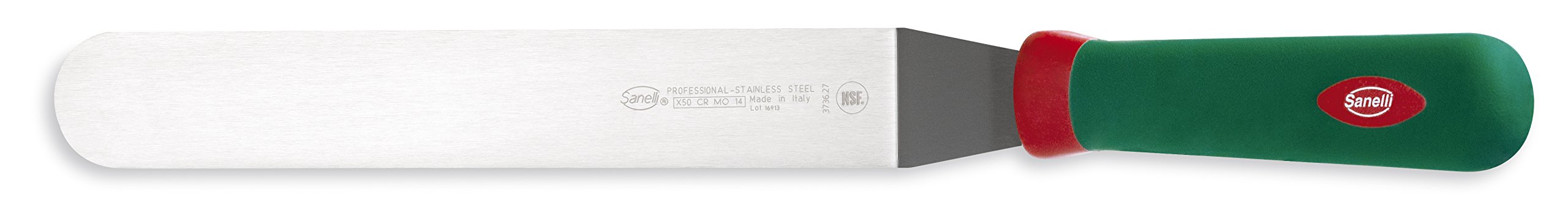 Sanelli Premana Professional Spatola Cuoco Piegata, Acciaio Inossidabile, Verde/Rosso, 39.5 x 10 x 4 cm