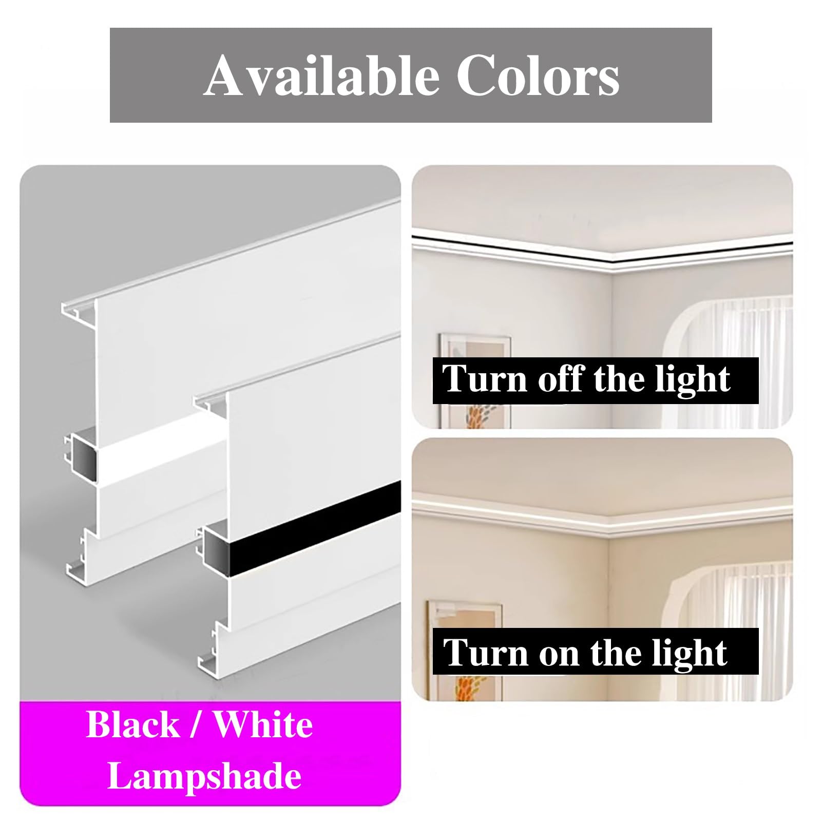 Sistema di illuminazione a LED per casa, palestra, garage o officina, modanatura indiretta per diffusori e canali a binario, rivestimento per pareti e soffitti con alloggiamento