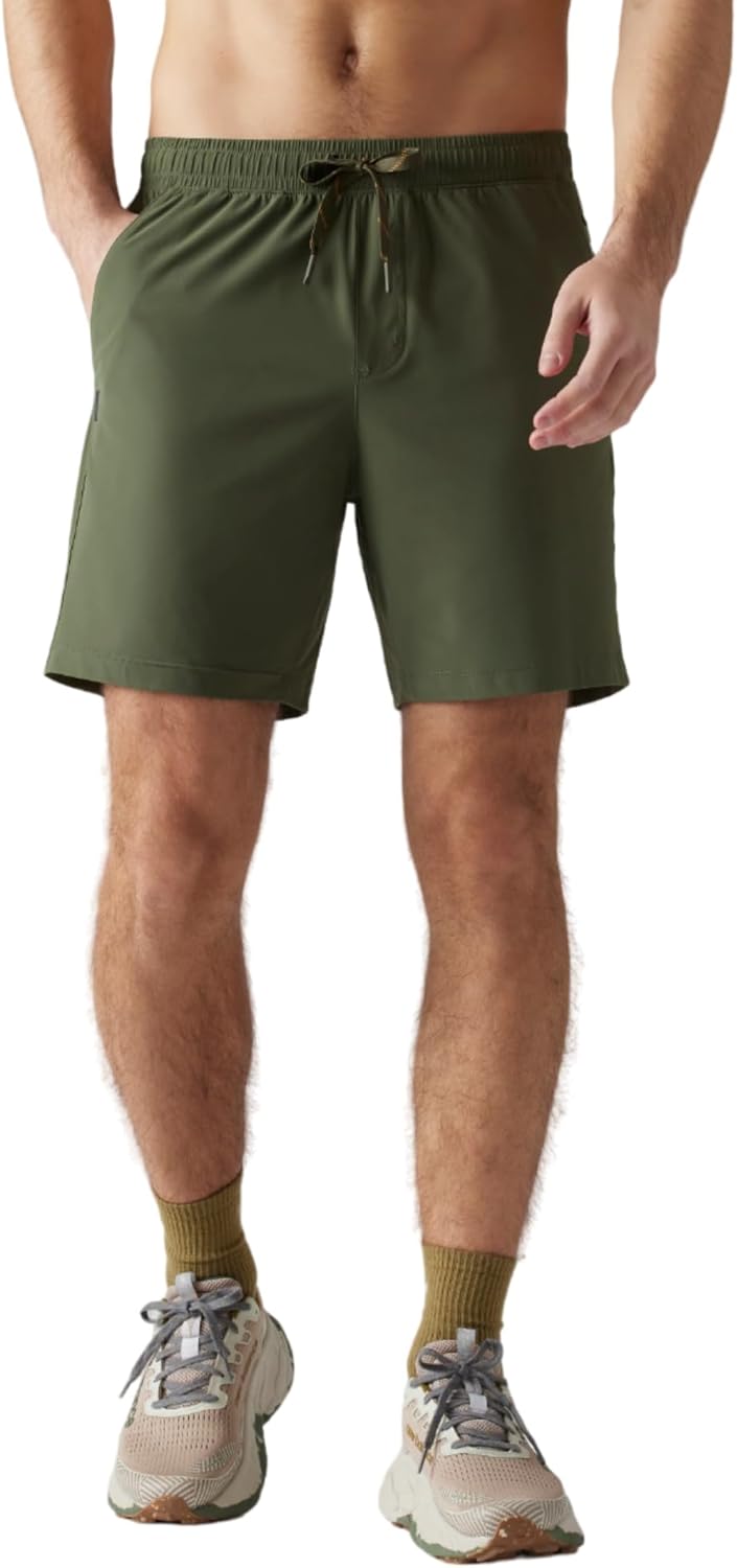 Rhone Men’s 7” Pursuit Shorts – Unlined Men’s Gym Shorts with All-Way Stretch, Zipper Pocket - Moisture Wicking Workout Short