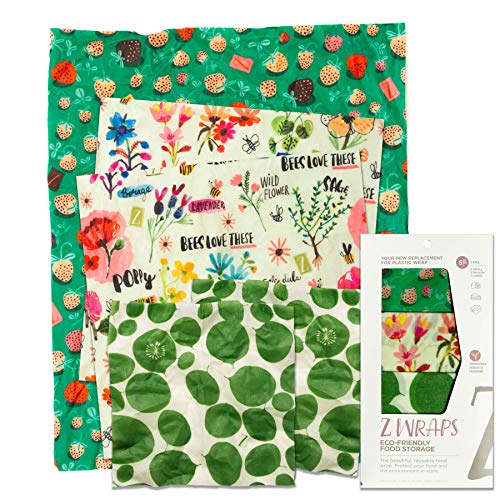 Z Wraps Multi 5-Pack, Reusable Beeswax Food Wrap and Food