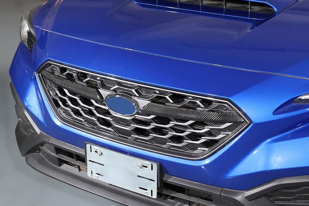 Soft 3D Real Carbon Fiber Car Front Center Grille Grill Cover Sticker Trim Decor Trim Kit Compatible with Subaru WRX 2022 2023 Exterior Decoration Accessories (Red)