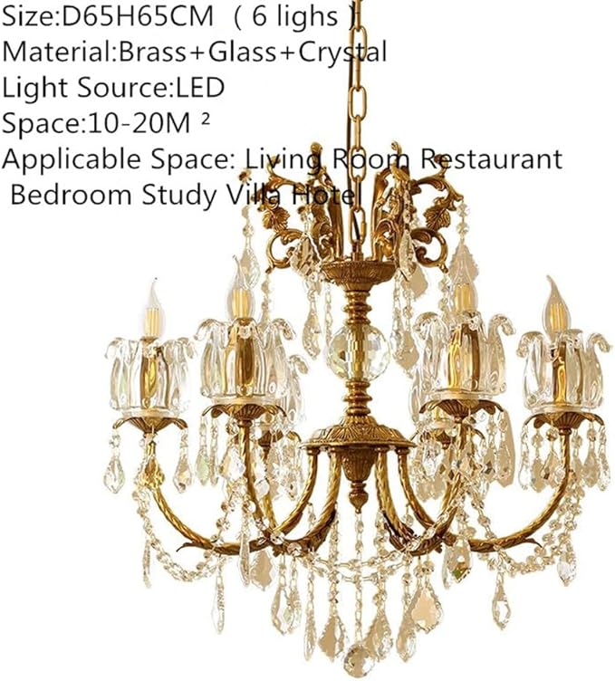 Generic Franse Luxe Kaars Messing Kroonluchter LED Amerikaanse Retro Woonkamer Restaurant Slaapkamer Studie Villa Hotel Bar Cafe Hanger Lamp (D 3 lights) photo 2