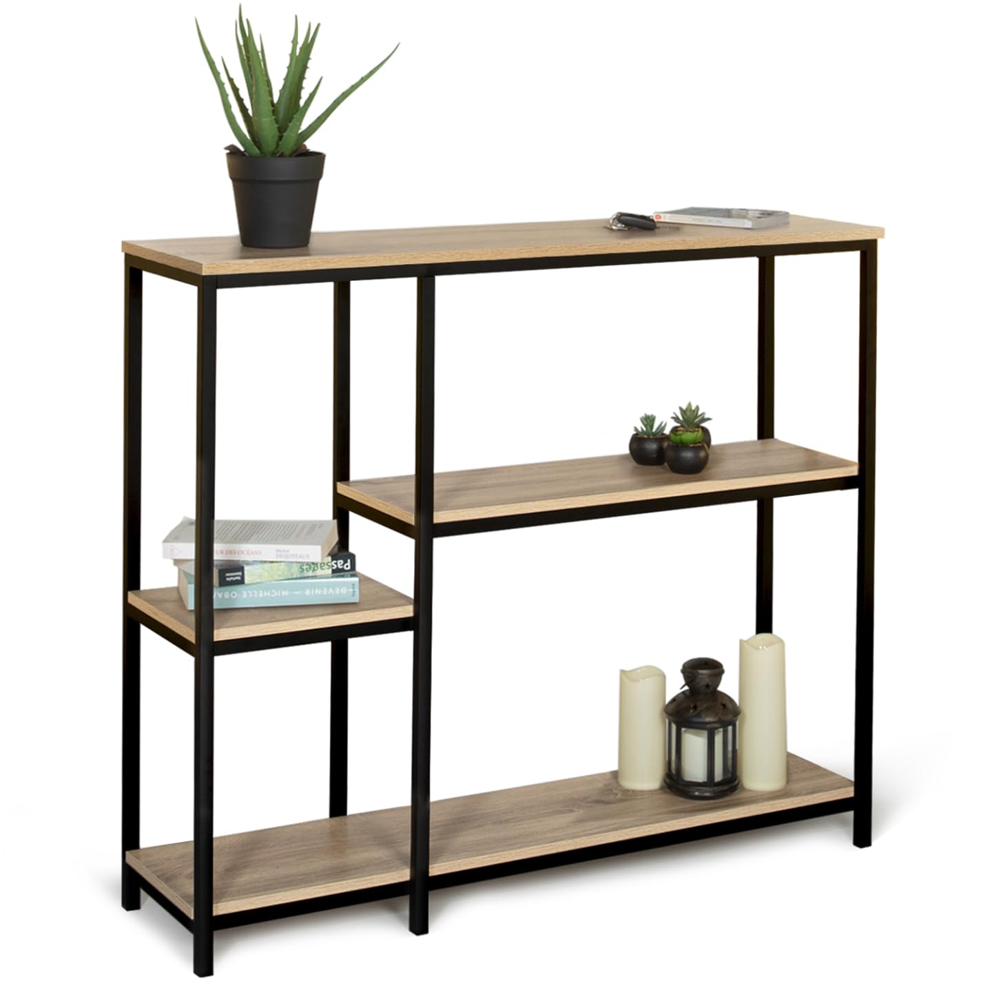 IDMarket - Console étagère bibliothèque DETROIT design industriel