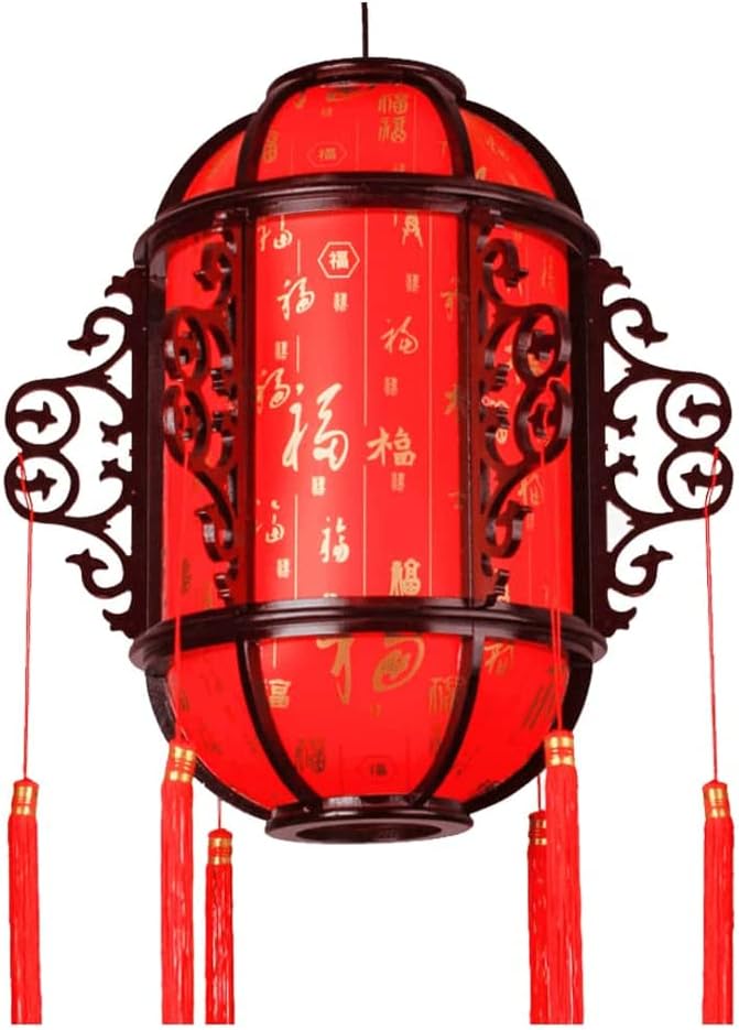Chinese Lanterns, Solid Wood Chandelier Palace Lights, Festive Balcony Indoor Hanging Lantern, Creative Paper Lantern Lamp