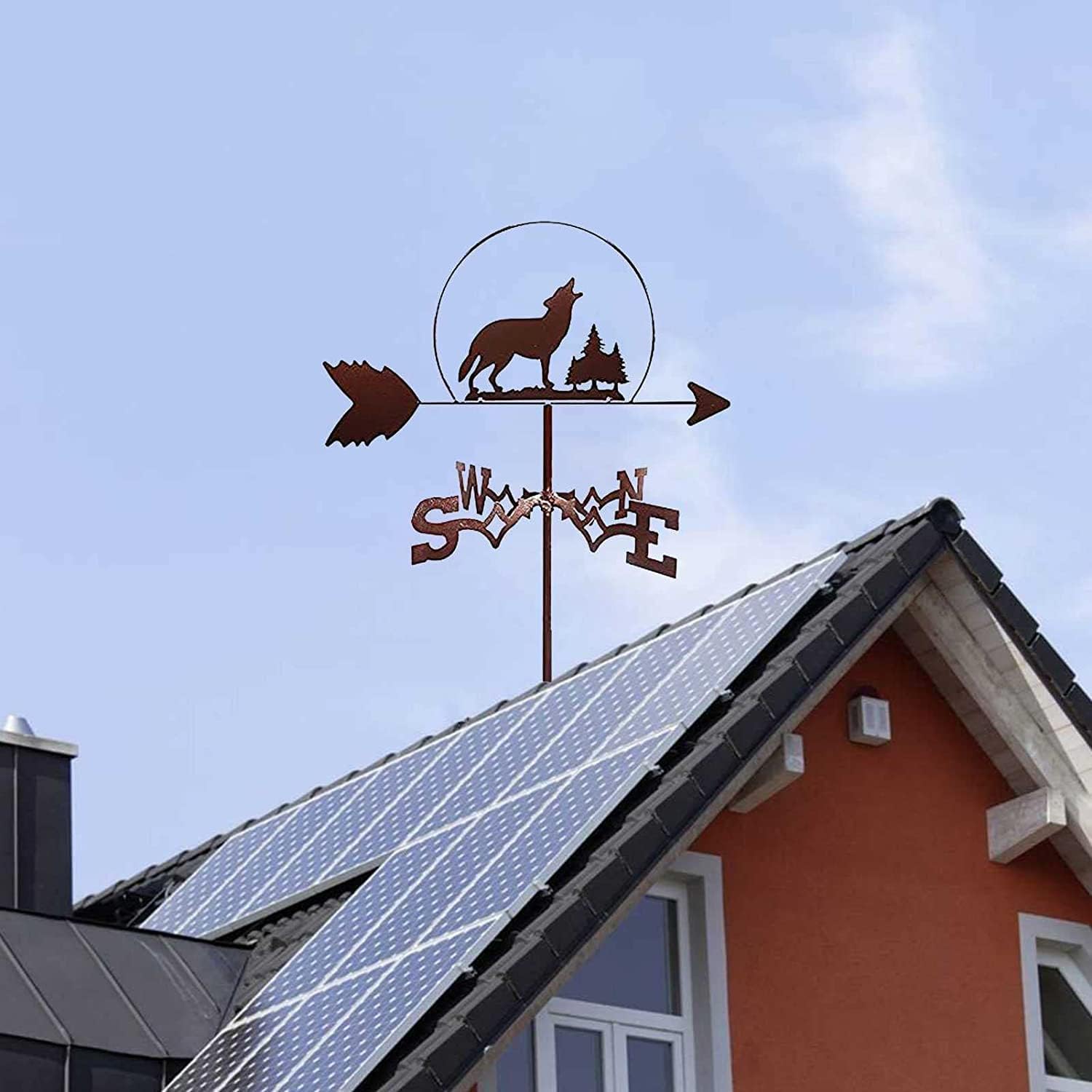 Weather Vane - Timberwolves Weather Vane, Stainless Steel Weathervane, Wind Direction Measuring Tool Installed Vertically, for Garden Roof Decoration