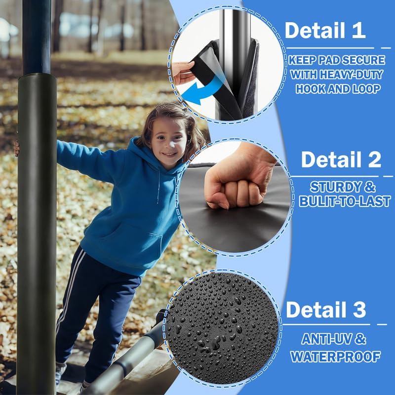 Basement Pole Cover Wrap Around Pole Padding for Outdoor Use Fits 2"- 10.5" Diameter Poles Weatherproof Self-Adhesive Pole Protector for Garage, Sports Court(Dia 3.5")