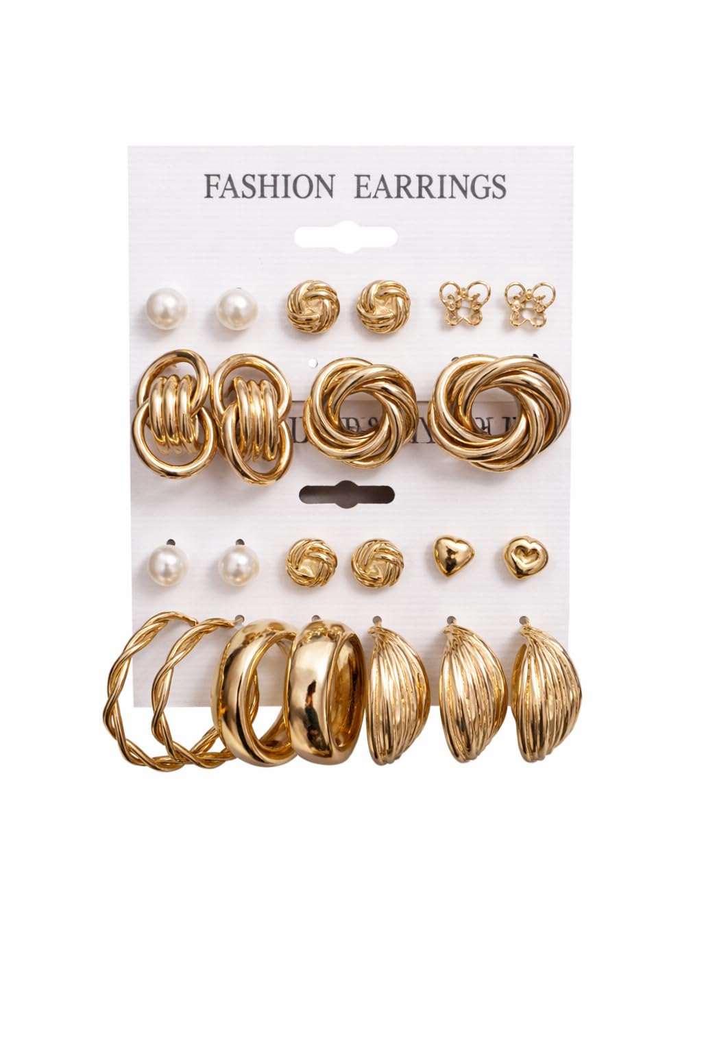 Gold Toned Earrings combo of 15 (9+6) Pairs | Fashionable Stylish combo of studs and hoops designed for modern girls and women | stylish comfortable earrings for all-day wear | Western Style studs and hoops combo | Great option for Gifting-image-21