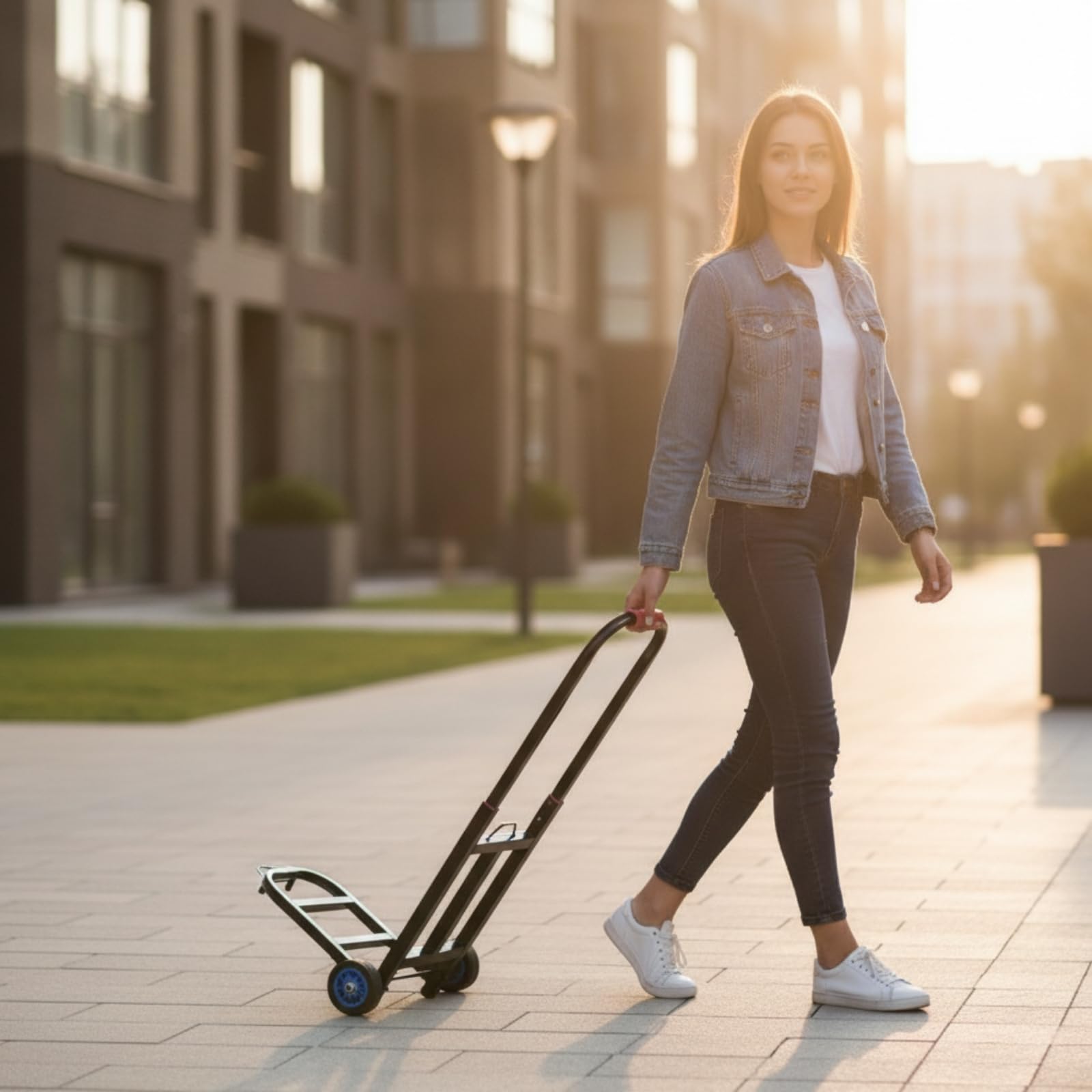 Carrello con Ruote Regolabile Telaio in Metallo Resistente, Carrello Pieghevole, per, servizi di consegna, Addetti Consegne