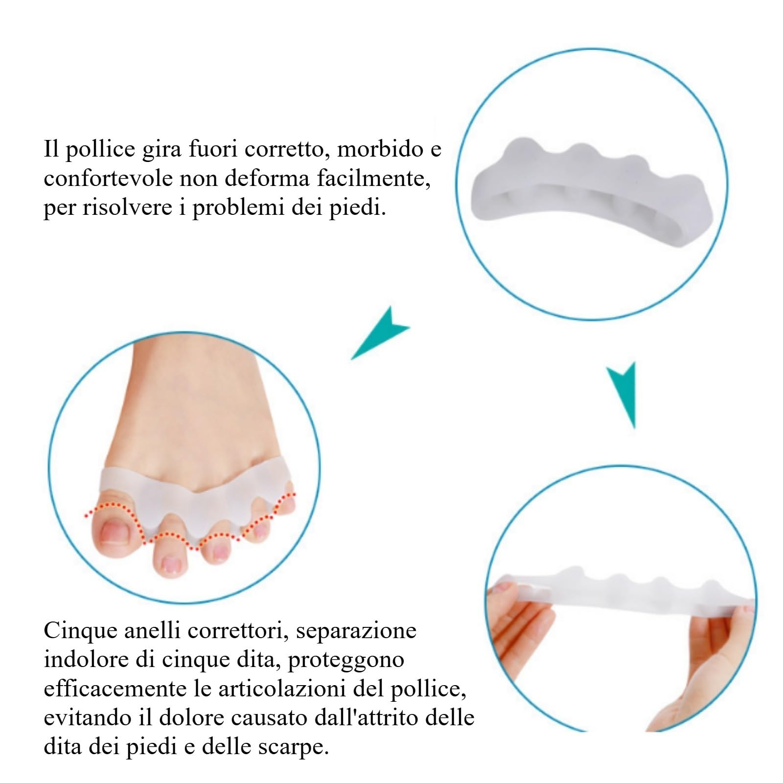 Distanfix Alluce Valgo, Morbido supporto in silicone per uomo e donna, comfort indicato per l'alluce valgo (Beige)