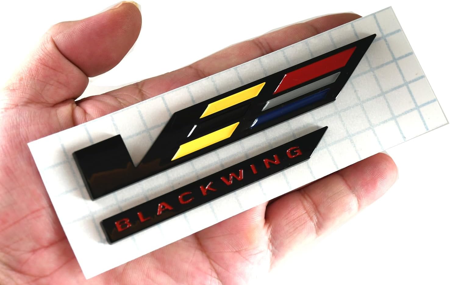 3Pcs V-Blackwing Emblems 3D Car Badge V Logo Replacement for 2020-2025 CT4 CT5 86596092 (Black/Yellow/Red)